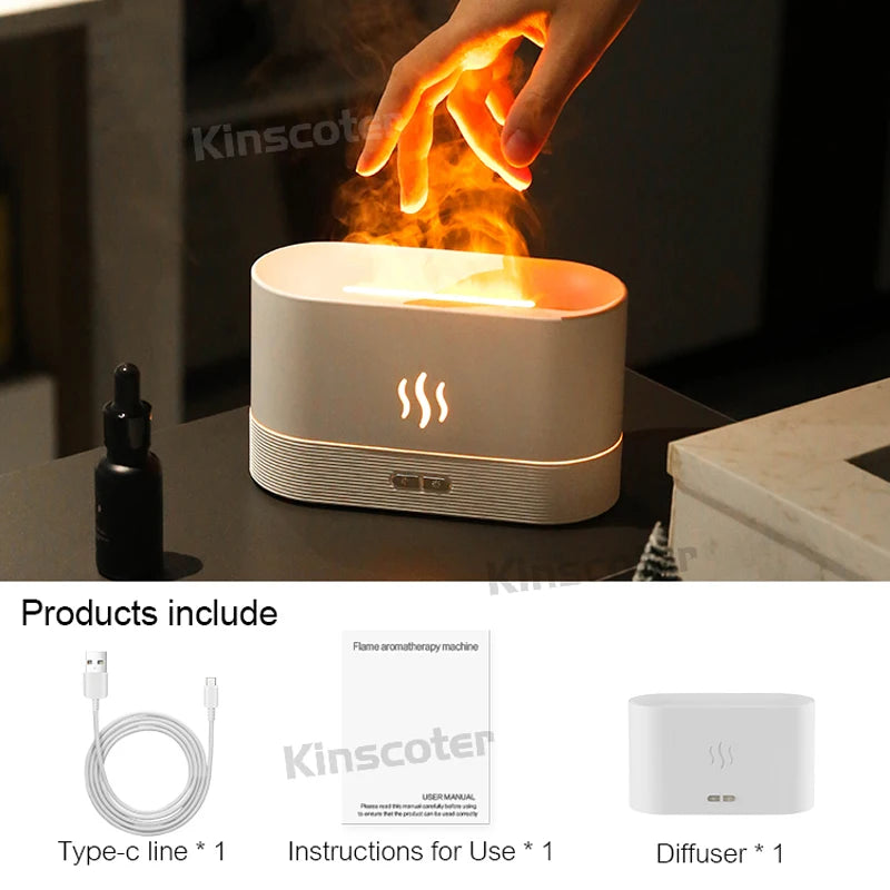 Ultrasonic Aroma Diffuser & Cool Mist Humidifier with LED Flame Effect