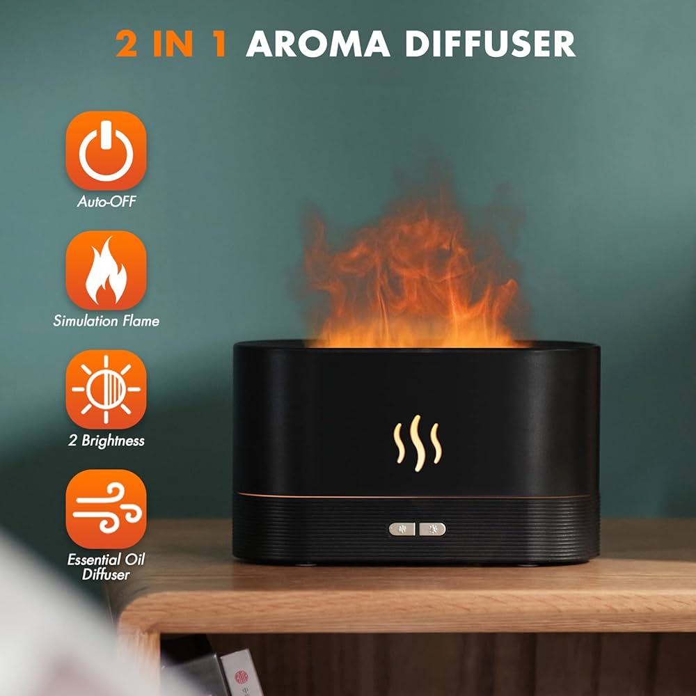 Aroma Diffuser Humidifier with LED Flame Effect