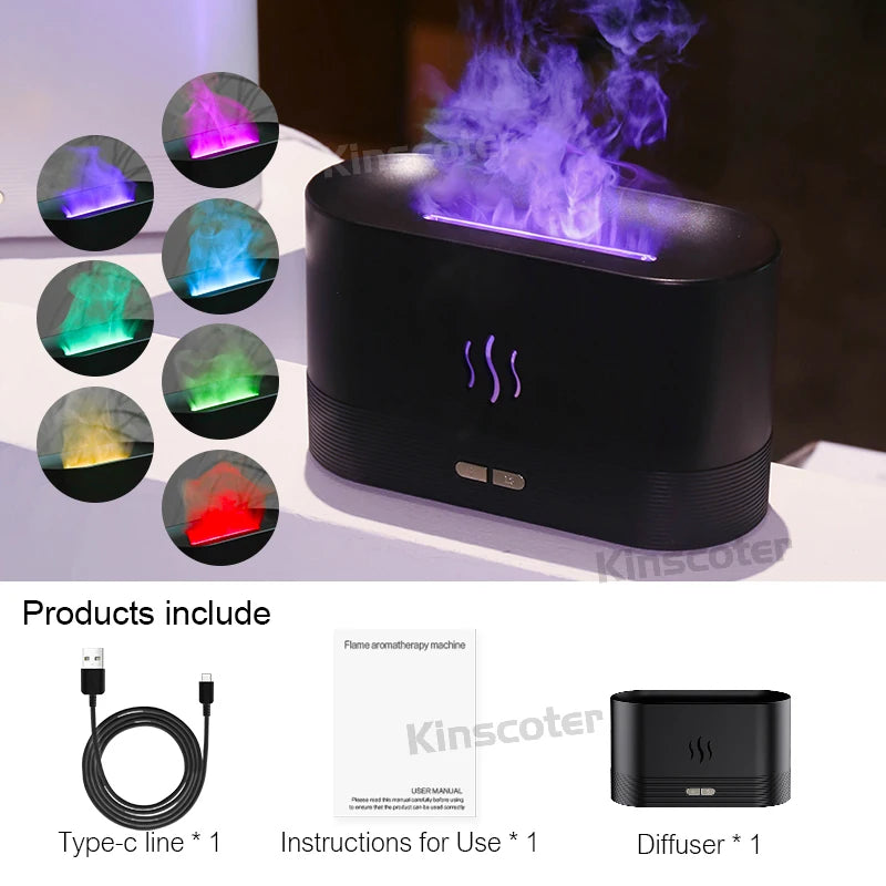 Ultrasonic Aroma Diffuser & Cool Mist Humidifier with LED Flame Effect