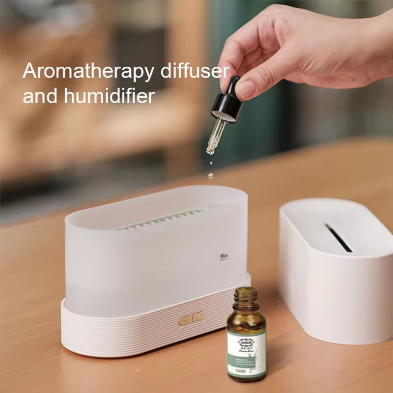 Ultrasonic Aroma Diffuser & Cool Mist Humidifier with LED Flame Effect