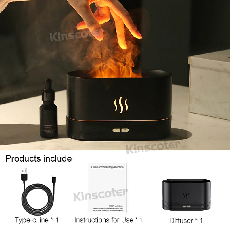 Ultrasonic Aroma Diffuser & Cool Mist Humidifier with LED Flame Effect