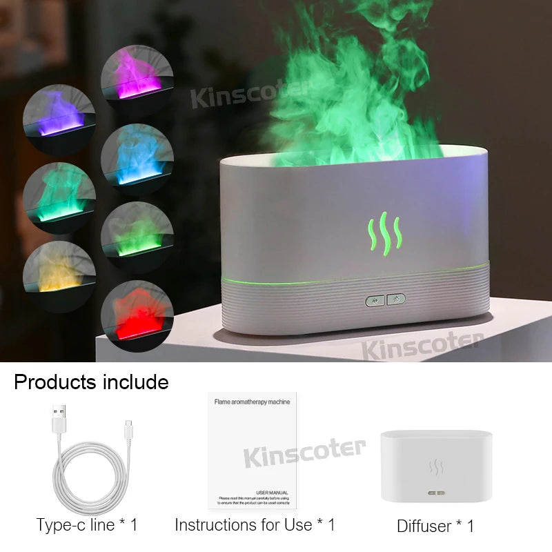 Ultrasonic Aroma Diffuser & Cool Mist Humidifier with LED Flame Effect